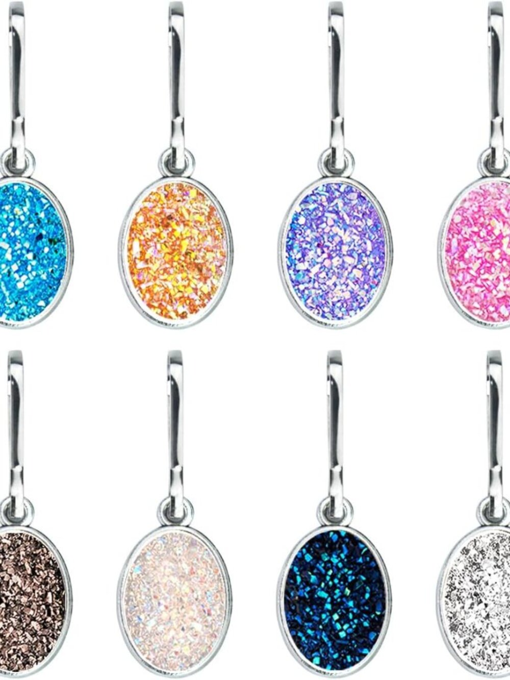 8 Pack Zipper Pulls Charms, Bright Colors Replacement Bling Zipper Pulls, Bling